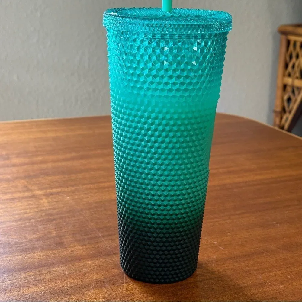 NWT Starbucks 2022 Mint Green Ombre Studded 24oz Venti Cold Cup Tumbler Gradient